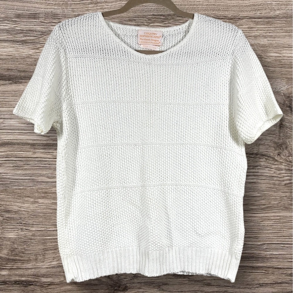 Vtg Country Sophisticates Pendleton Short Sleeve Sweater Womens L Cotton Knit